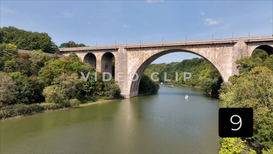 CLIP 9 - Rochester, NY Vol. 4 - Veterans Memorial Bridge slow reveal over river