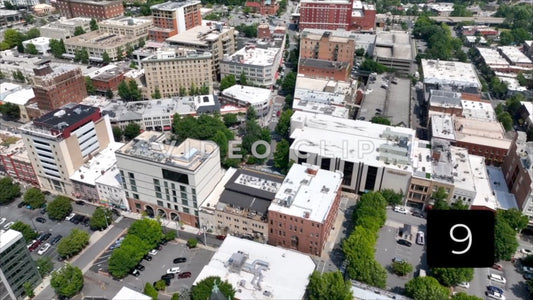 CLIP 9 - Asheville, NC looking down as drone flies over downtown