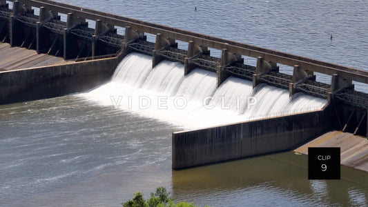 Stock video CLIP 9 - Lake Marion, SC water being released from Santee River Dam