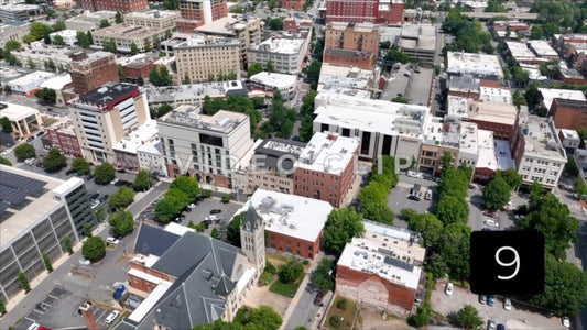 CLIP 9 - Asheville, NC looking down as drone flies over downtown