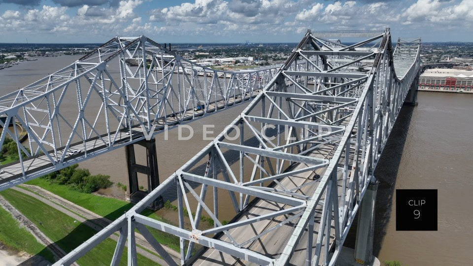 CLIP 9 - New Orleans, LA slow approach over Crescent City Connection Bridge