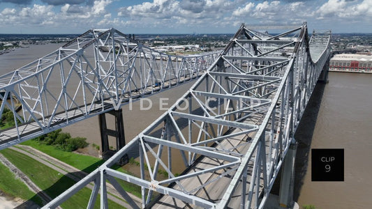 CLIP 9 - New Orleans, LA slow approach over Crescent City Connection Bridge