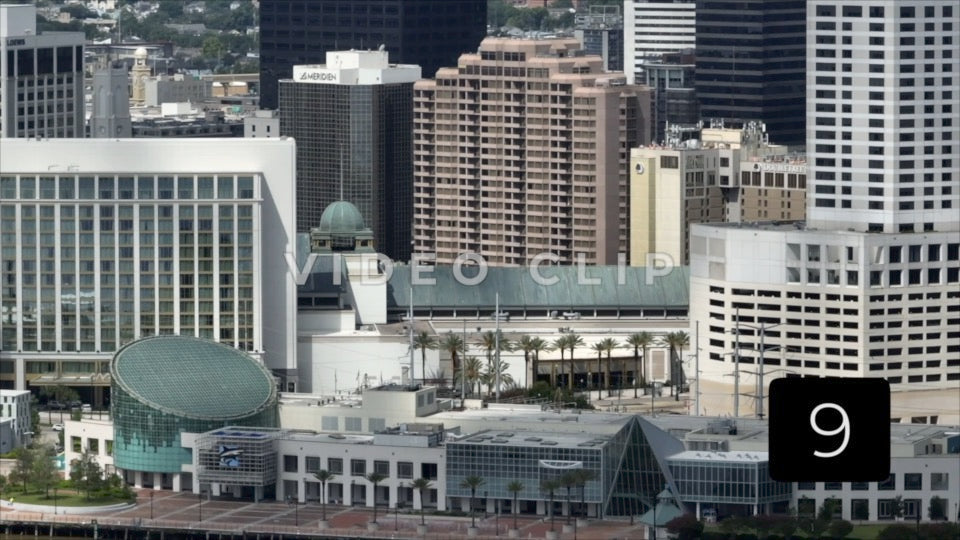 CLIP 9 - New Orleans, LA Vol. 1 - close view of office towers and Aquarium