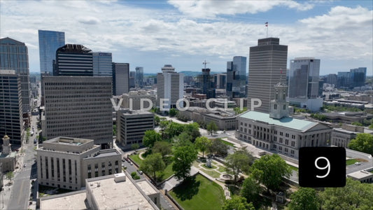 CLIP 9 - Nashville, TN slow approach Tennessee state capital buildings