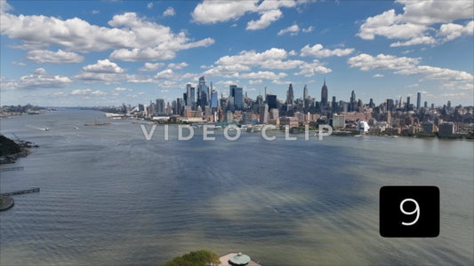 CLIP 9 - New York, NY Vol 1. - city skyline view as cloud shadows pass over Hudson River