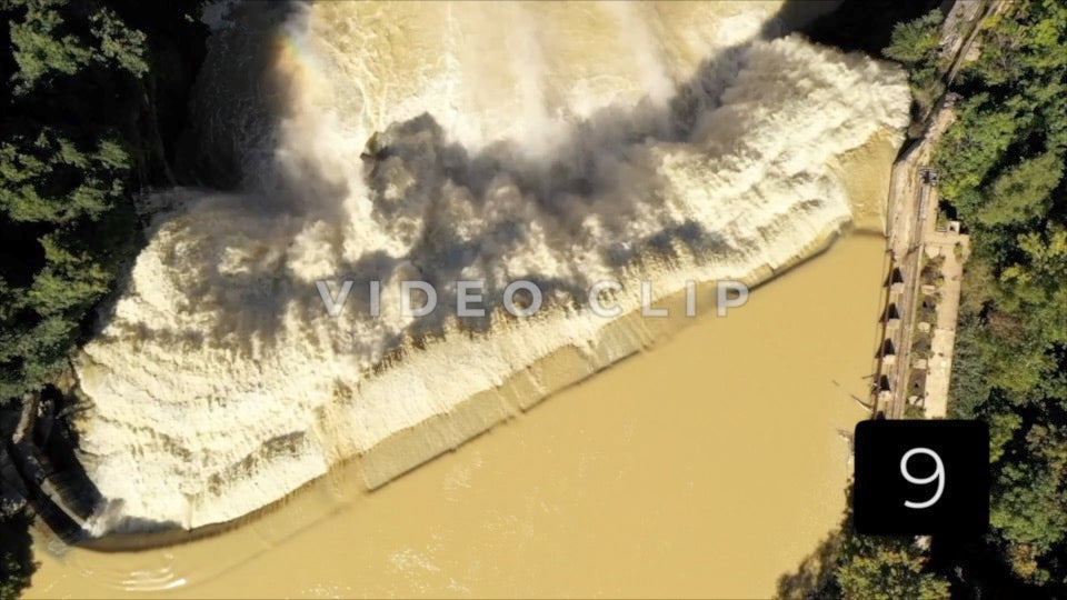 CLIP 9 - Rochester, NY Vol. 6 - dynamic aerial lowering down over waterfall at Lower Falls Park