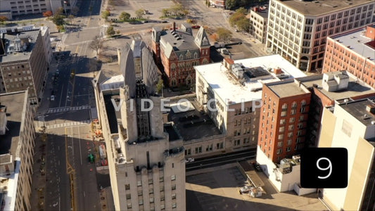 CLIP 9 - Rochester, NY Vol. 1 - above the Time Square Building looking down at city streets and office buildings