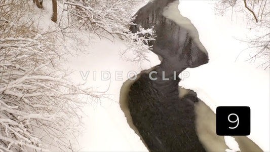 CLIP 9 - Winter Vol. 4 - Winter snow beside beautiful creek with ice