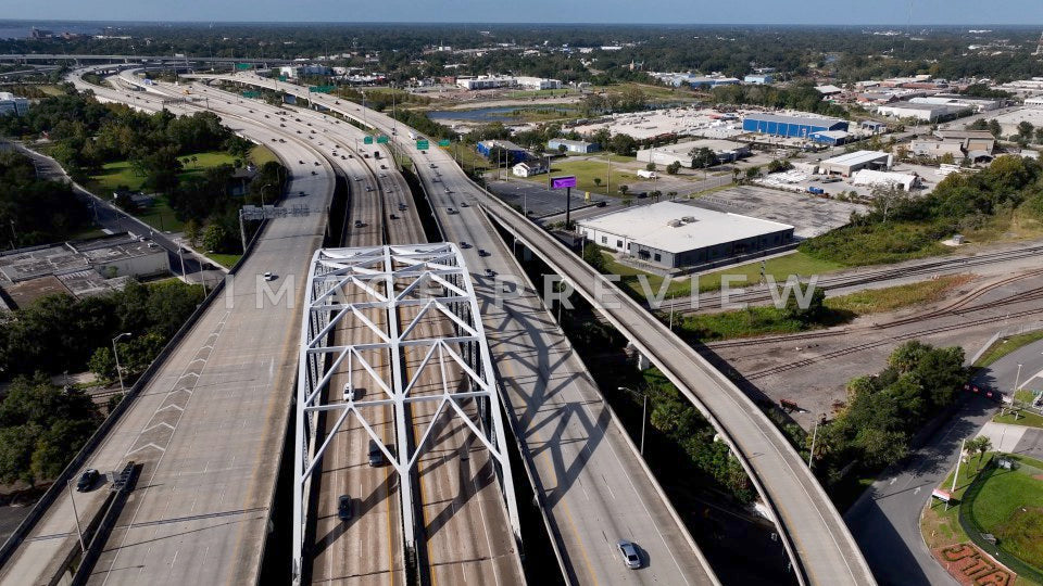4k Still Frame - Jacksonville, FL aerial over Interstate 95