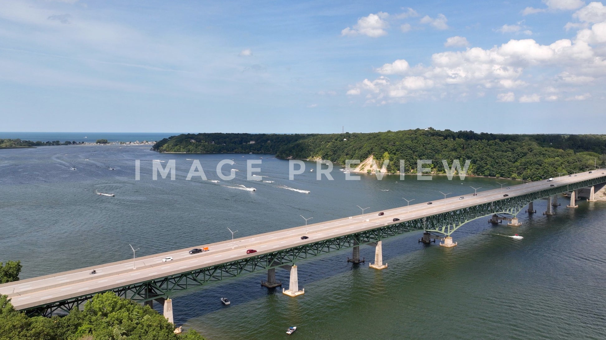 stock photo bridge over irondequoit bay in rochester NY