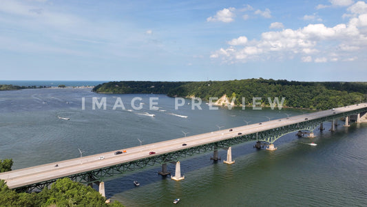 stock photo bridge over irondequoit bay in rochester NY