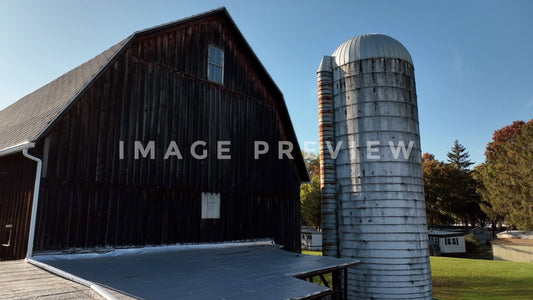 stock photo red barn with silo