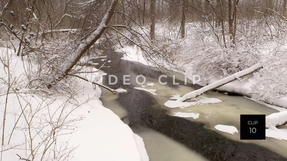 CLIP 10 - Ideal Winter scene in forest with snow and creek