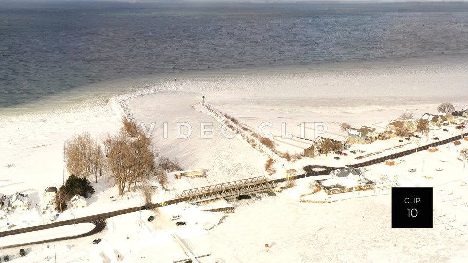 CLIP 10 - Winter frozen mouth on Irondequoit Bay on Lake Ontario