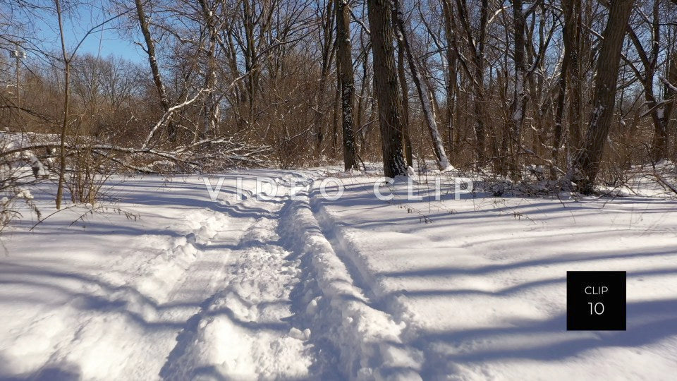 CLIP 10 - Snow mobile trail in Winter forest