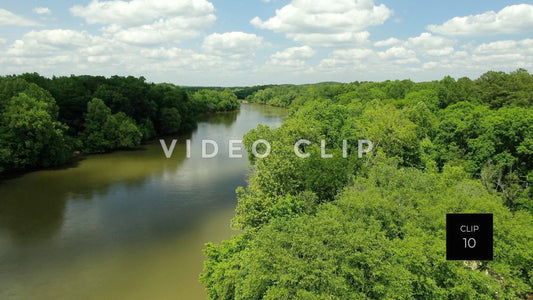 CLIP 10 - Chattahoochee River - blue sky and clouds over peaceful water and forest at Franklin, GA