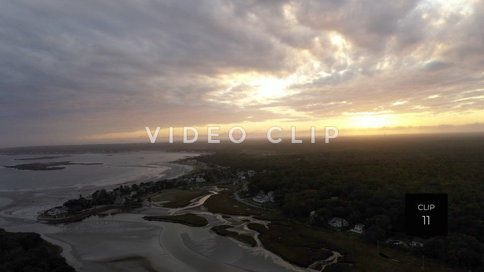 CLIP 11 - Maine Coast sunset over Timber Point homes and beach