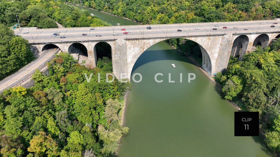 CLIP 11 - Rochester, NY Veterans Memorial Bridge with view of arches