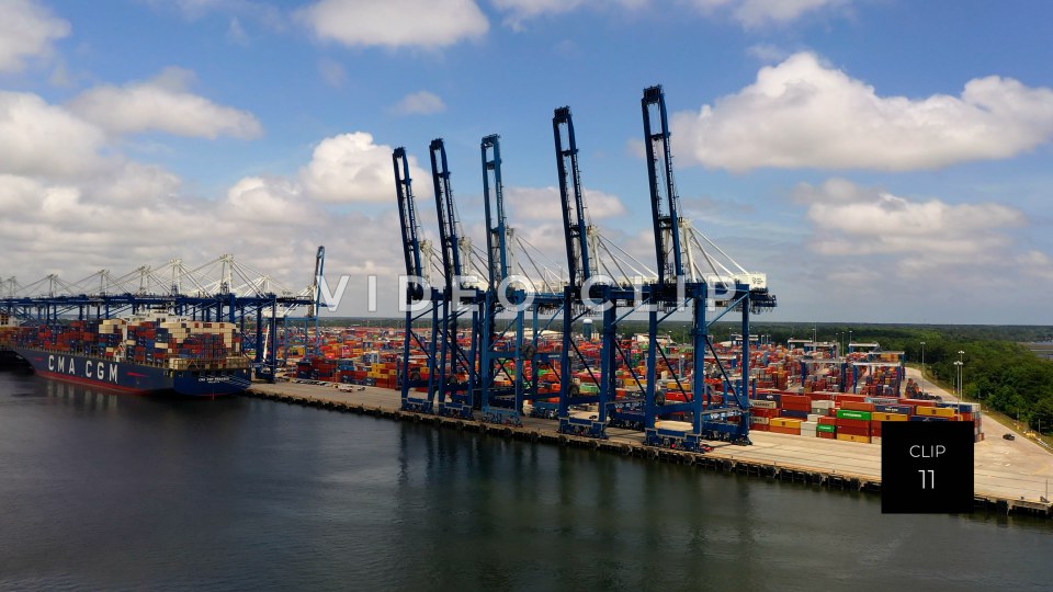 CLIP 11 - Charleston, SC operations at Port of Charleston with cranes and shipping containers