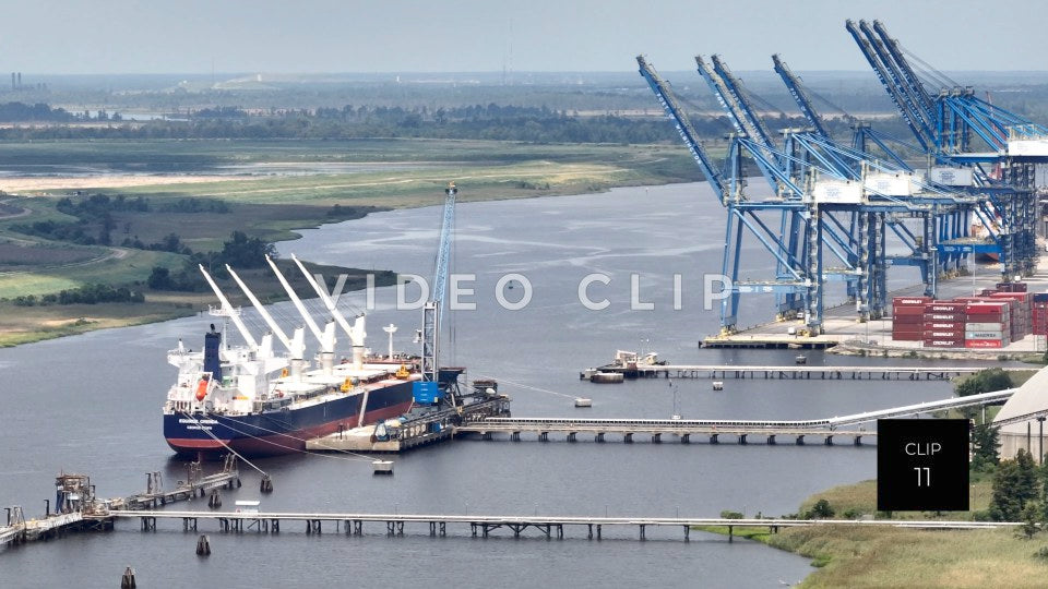 CLIP 11 - Wilmington, NC close up of cargo ship docked at Port of Wilmington on Cape Fear River