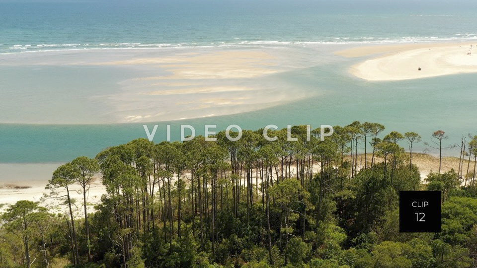 CLIP 12 - Cherry Grove Beach, SC Waties Barrier Island beach and sand bar at low tide