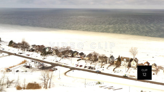 CLIP 12 - Winter Lake Ontario frozen shoreline