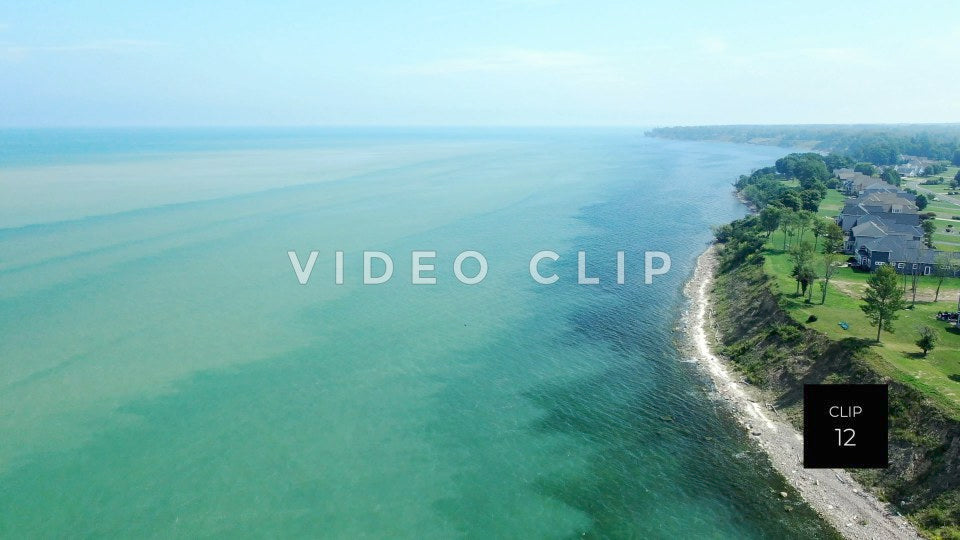 CLIP 12 - Lake Ontario Webster, NY coastline view with new homes by cliffside