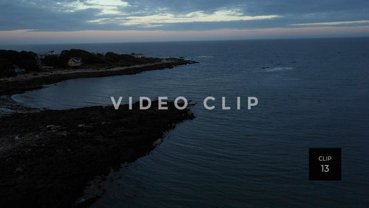 CLIP 13 - Maine Coast flying over ocean at Timber Point at sunset