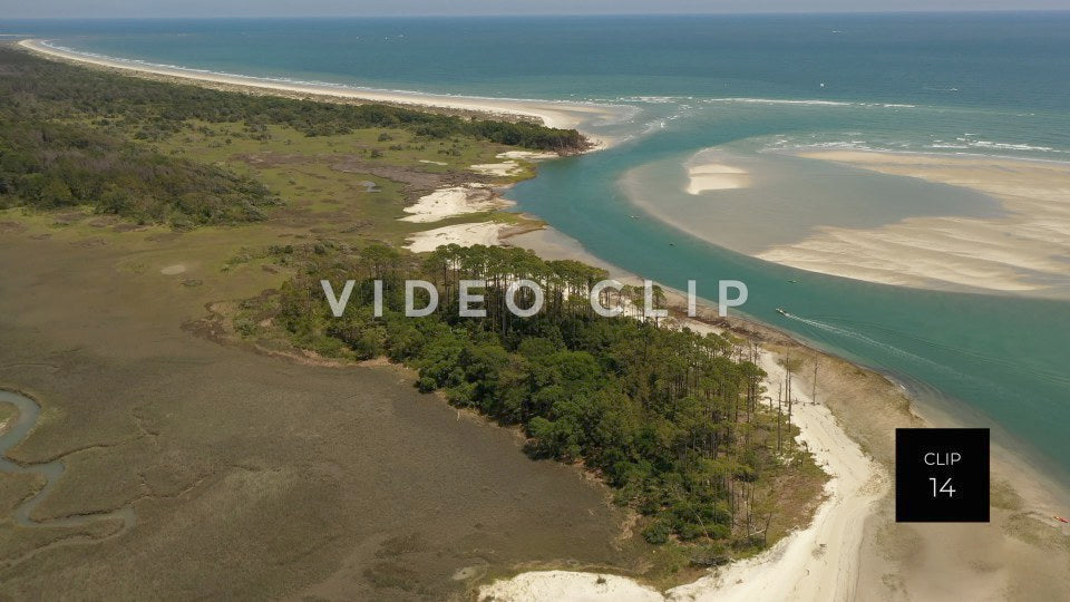 CLIP 14 - Cherry Grove Beach, SC Waties Barrier Island tidal marsh inlet