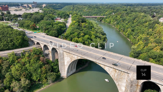 CLIP 14 - Rochester, NY Veterans Memorial Bridge with view of Genesee Riverway Trail bridge