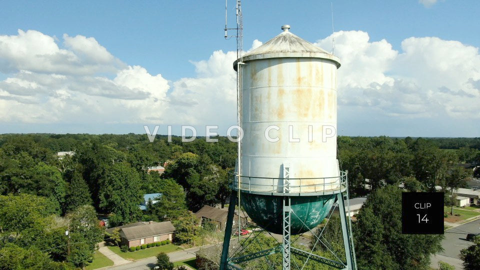 CLIP 14 - Montezuma, GA close up of watertower then pulling away