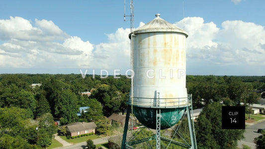 CLIP 14 - Montezuma, GA close up of watertower then pulling away