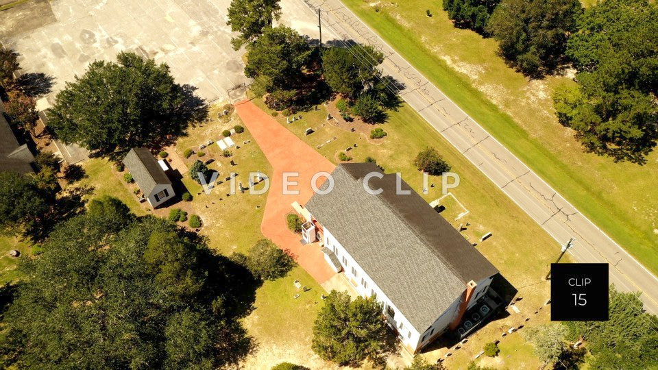 CLIP 15 - Indiantown Presbyterian Church aerial view beside country road