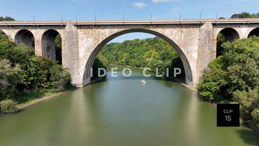 CLIP 15 - Rochester, NY Veterans Memorial Bridge with arch over the Genesee River