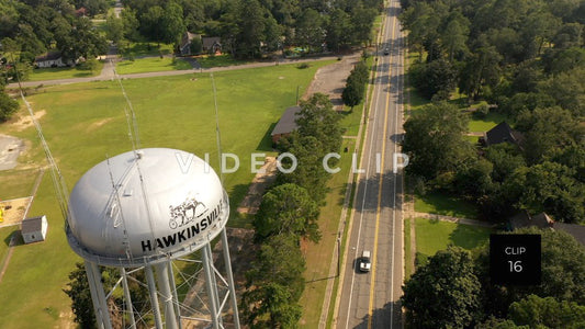 CLIP 16 - Hawkinsville, GA watertower beside rural highway