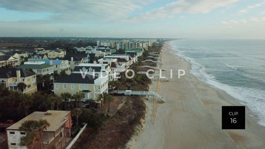 CLIP 16 - Litchfield Beach, SC aerial looking North along with beach front homes