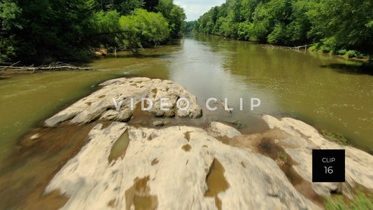 CLIP 16 - Flint River - fast flight over rocky shoals at Woodbury, GA