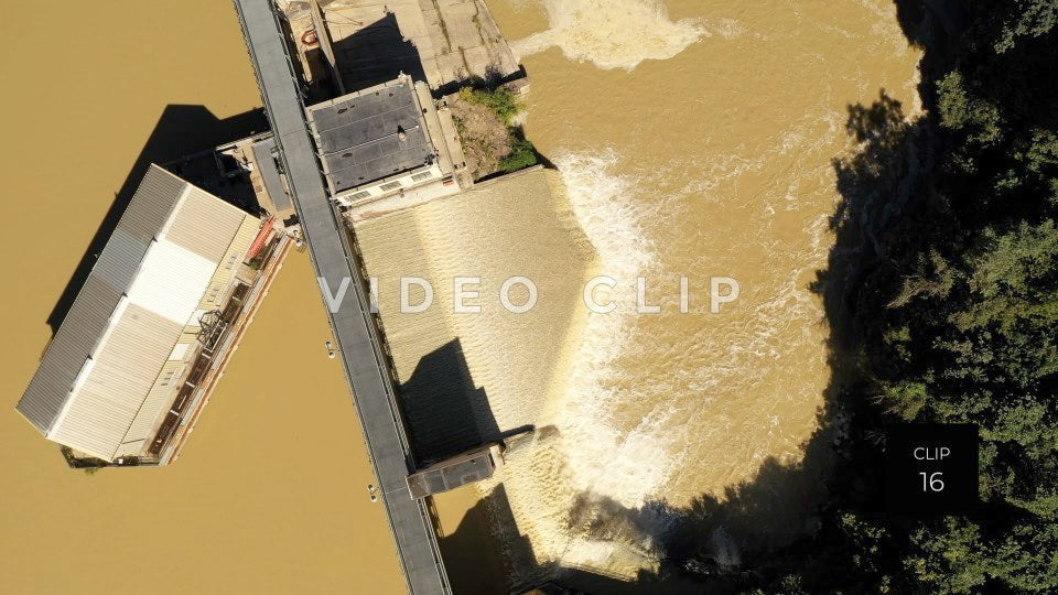 CLIP 16 - Rochester, NY aerial looking straight down on Middle Falls power station