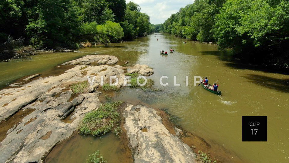 CLIP 17 - Flint River - people canoeing down river at Woodbury, GA