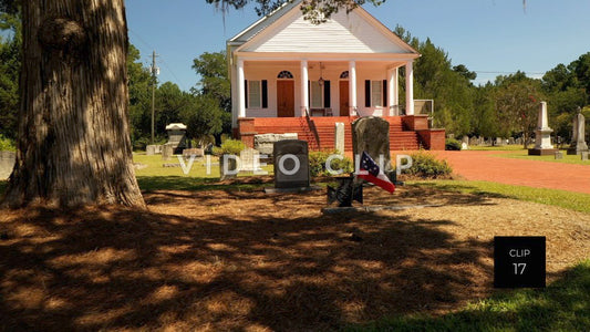 CLIP 17 - Indiantown Presbyterian Church shaded gravesites in front of church