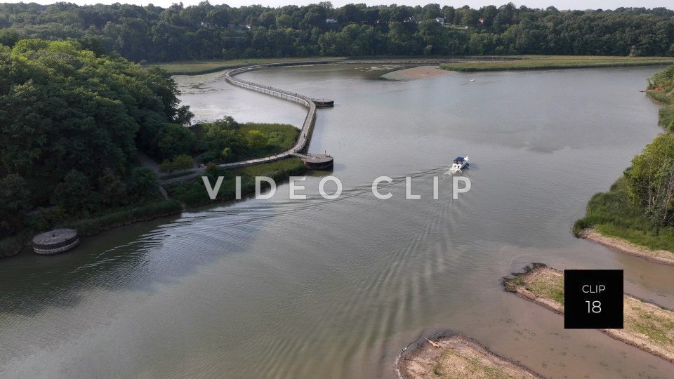 CLIP 18 - Timelapse - Rochester, NY Genesee Riverway Trail with boats motoring by in fast motion