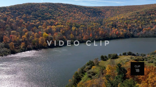 CLIP 18 - Tioga Dam and Reservoir, PA beautiful view of reservoir in Fall season