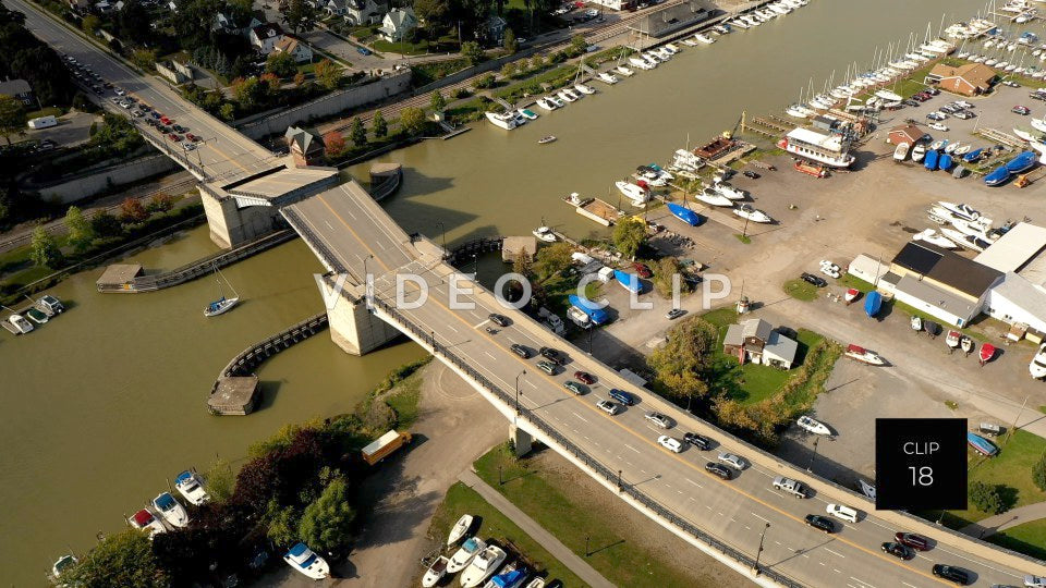 CLIP 18 -Colonel Patrick O'Rorke Memorial Bridge Rochester, NY as draw bridge opens for Sailboat