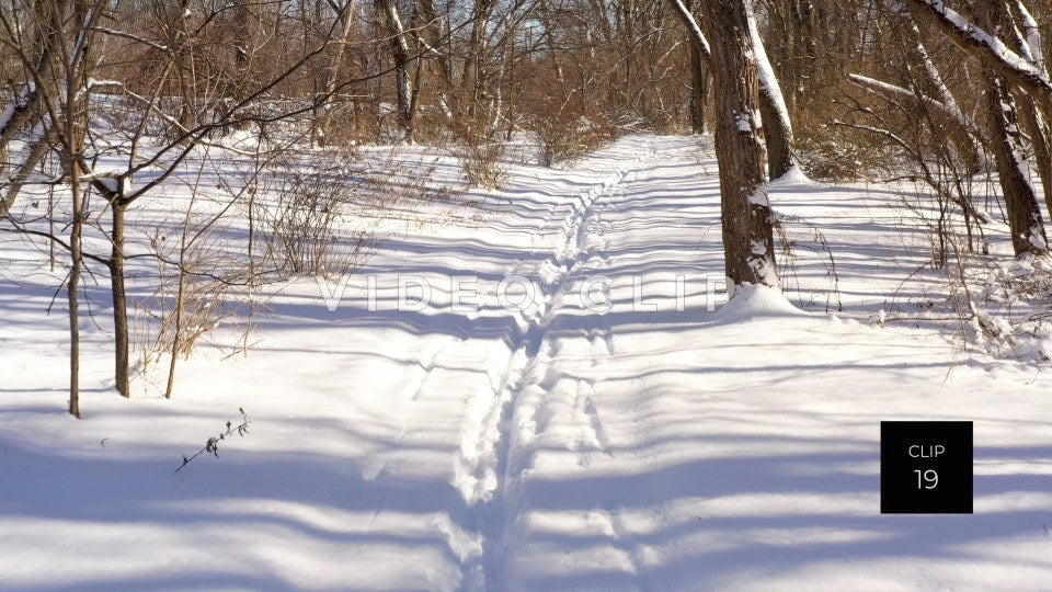 CLIP 19 - Beautiful hiking trail covered in snow during Winter