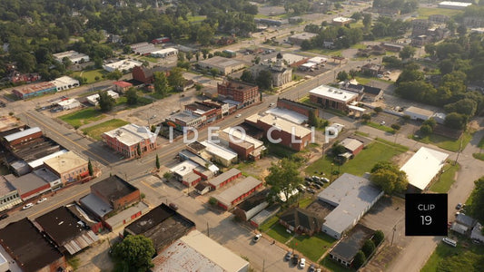 CLIP 19 - Hawkinsville, GA aerial of downtown with Pulaski County Courthouse