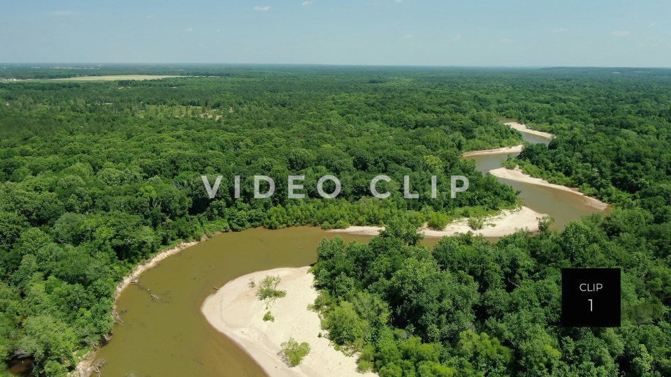 CLIP 1 - Flint River - winding river through forest landscape near Montezuma, GA