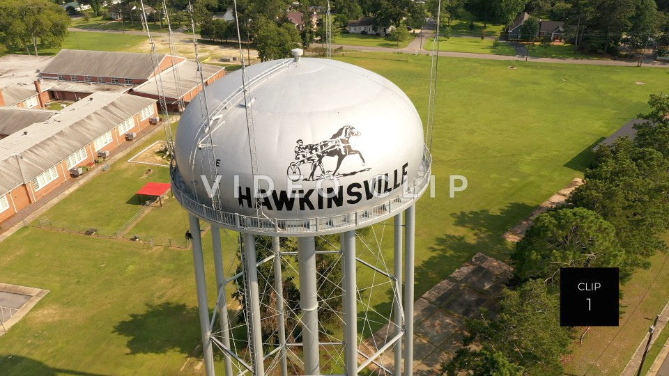 CLIP 1 - Hawkinsville, GA close up of watertower