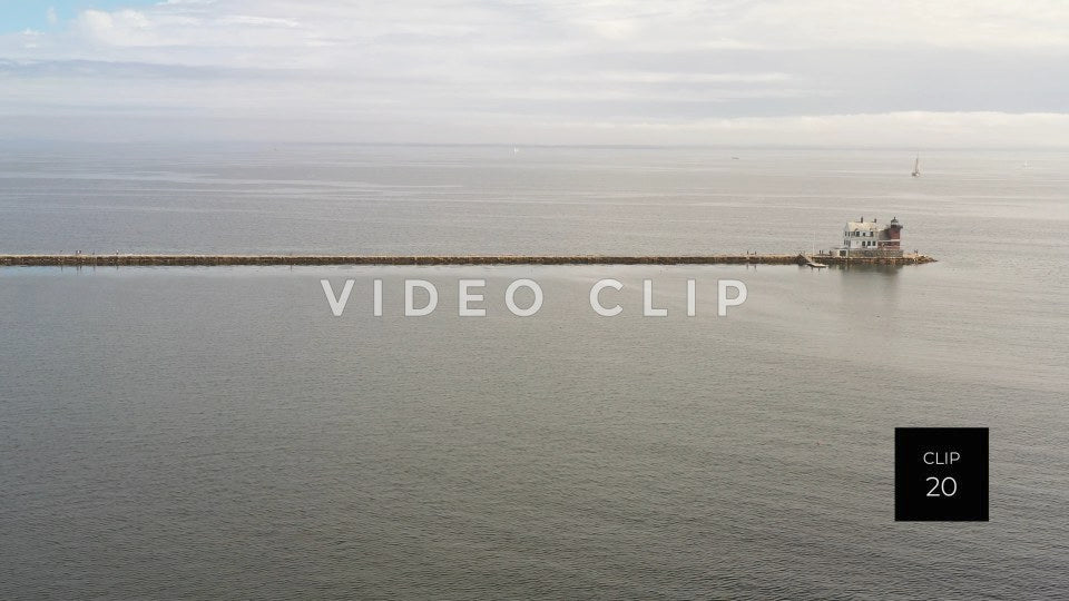 CLIP 20 - Maine Coast Rockland Breakwater Lighthouse with people walking