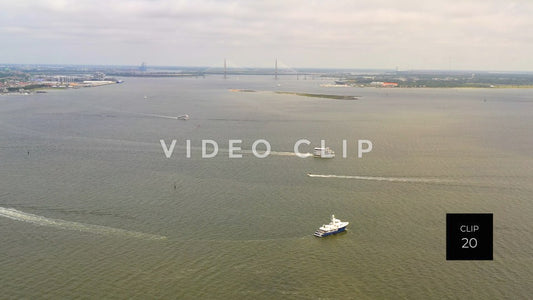 CLIP 20 - Charleston, SC harbor view with boats passing by