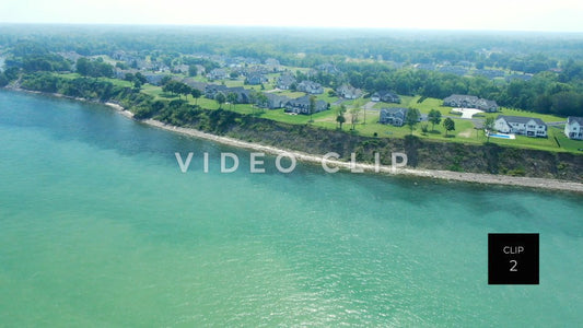 CLIP 2 - Lake Ontario Webster, NY aerial view of shoreline with new homes